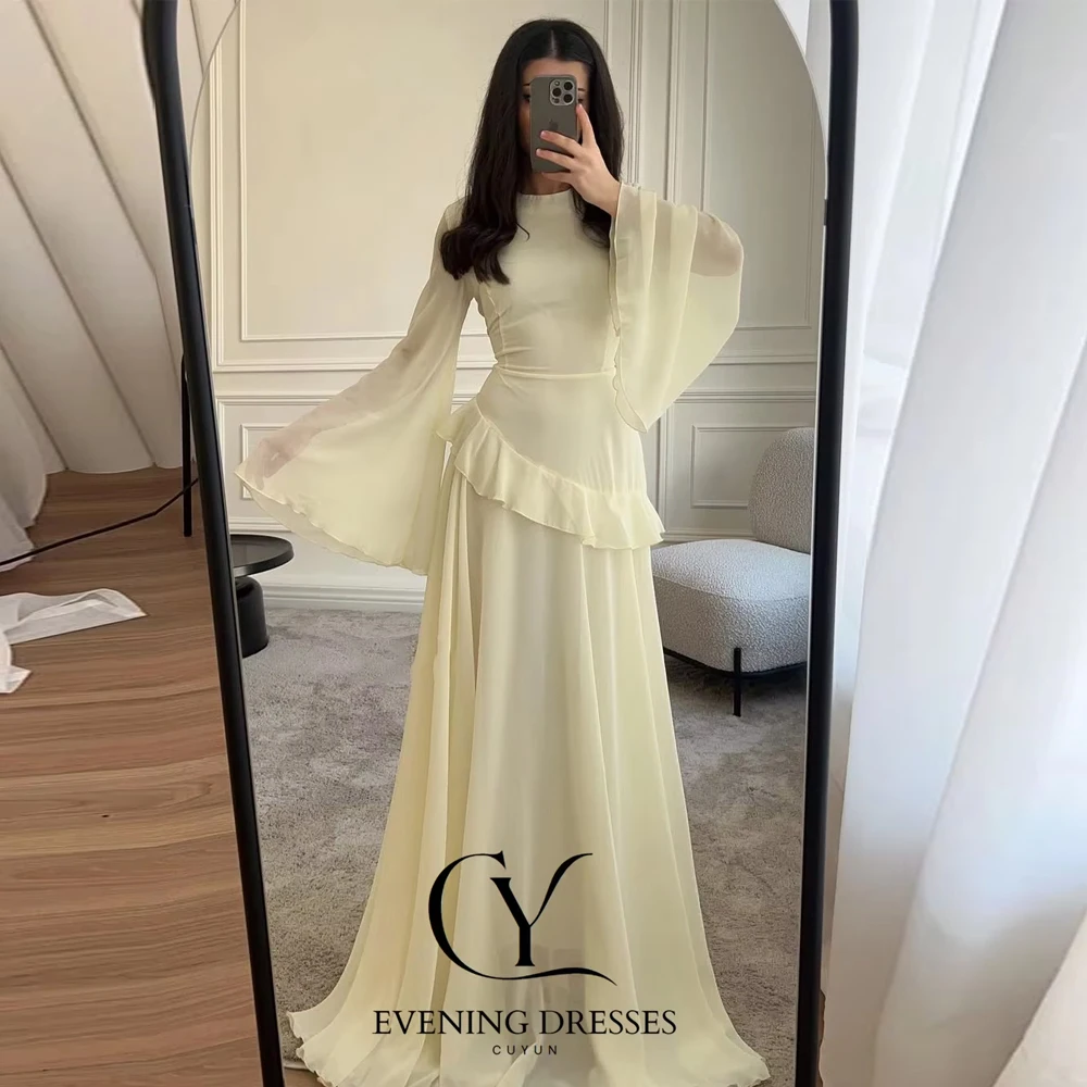 فساتين سهرة شيفون من CUYUN صيفية للنساء بأكمام مضيئة مكشكشة للحفلات فستان أنيق مخصص للمناسبات الخاصة #2