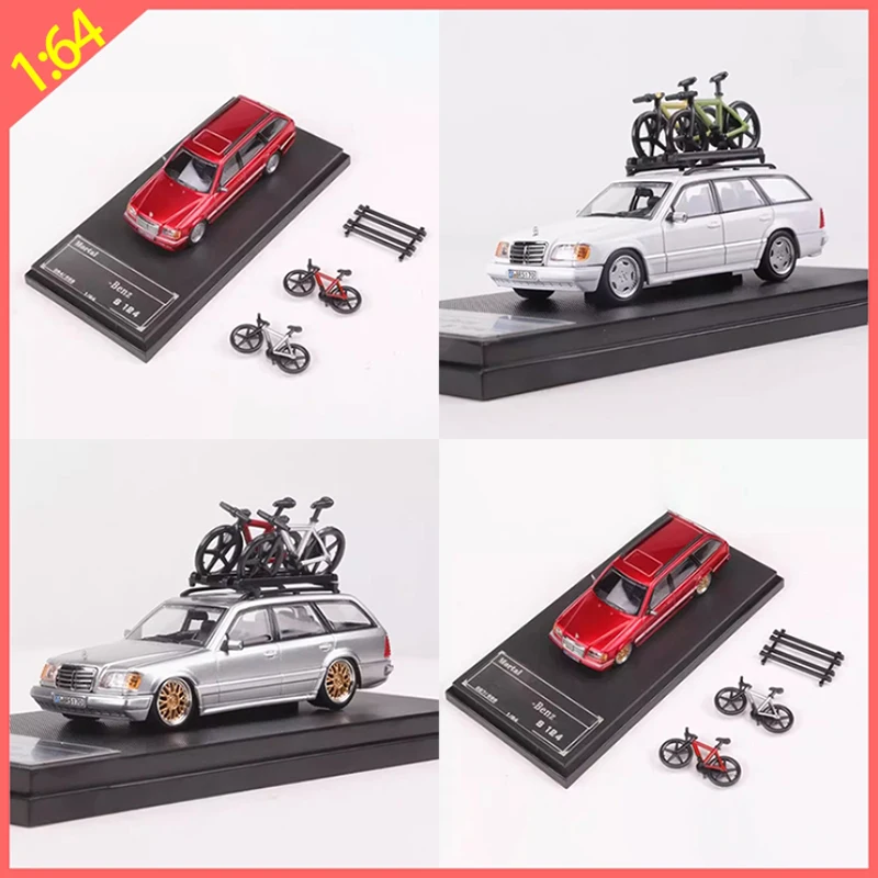 Mortal Diecast 1/64 S124 Station Wagon - met fietsaccessoires Legering automodel Klassiekers Volwassen souvenircadeau Hobby en speelgoed