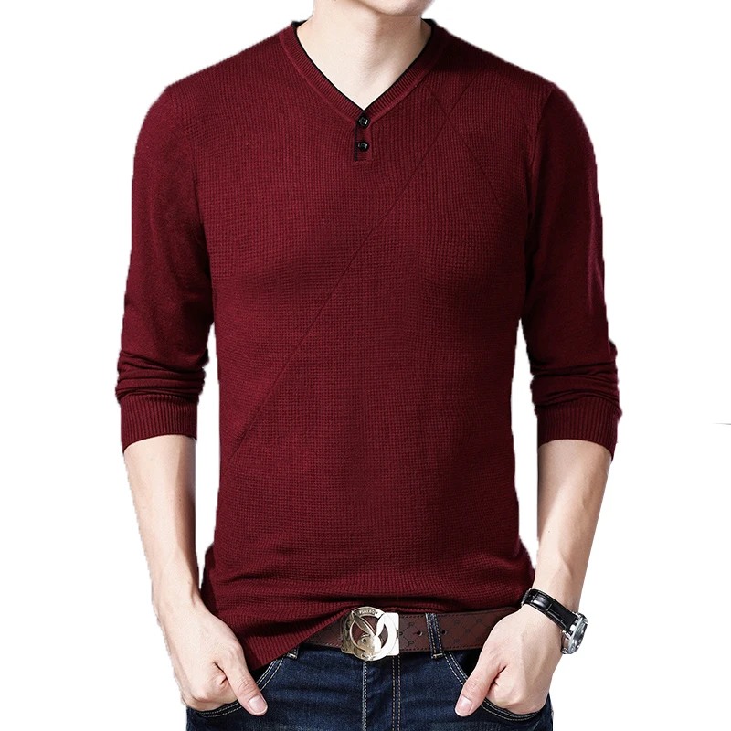 8XL Autumn Winter New Arrival Men‘s Sweater Fashion V Neck Solid Pullover Sweater Men Casual Slim Fit Knitted Mens Pullovers 8XL