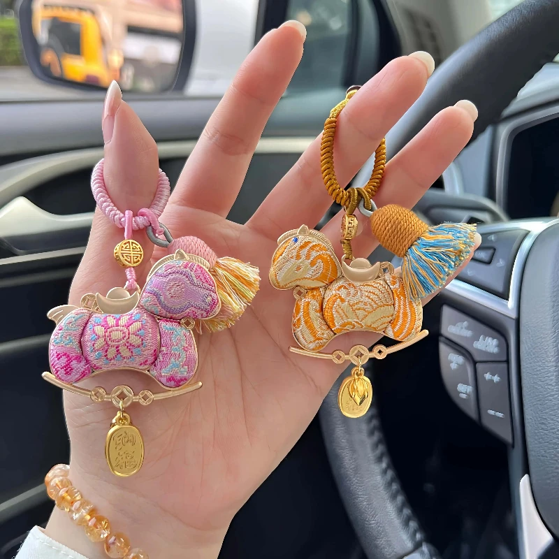 2026 New Style Fortune Horse Song Brocade Pendant Cute Keychain New Year Bag Charm Festival Gift Mascot