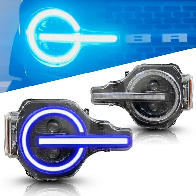 

Светодиодная фара RGB для Ford Bronco 202-2024 Rapter 2дверная 4дверная передняя фара Hi Low DRL указатели поворота в сборе автомобильные аксессуары