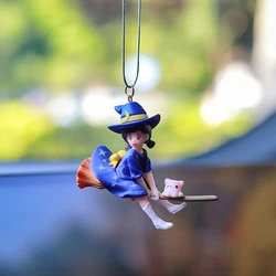 Cute Riding room Witch Car Interior Decoration Pendant Kawaii Auto Rearview Mirror Gadgets Decoration Car Interior Accessories