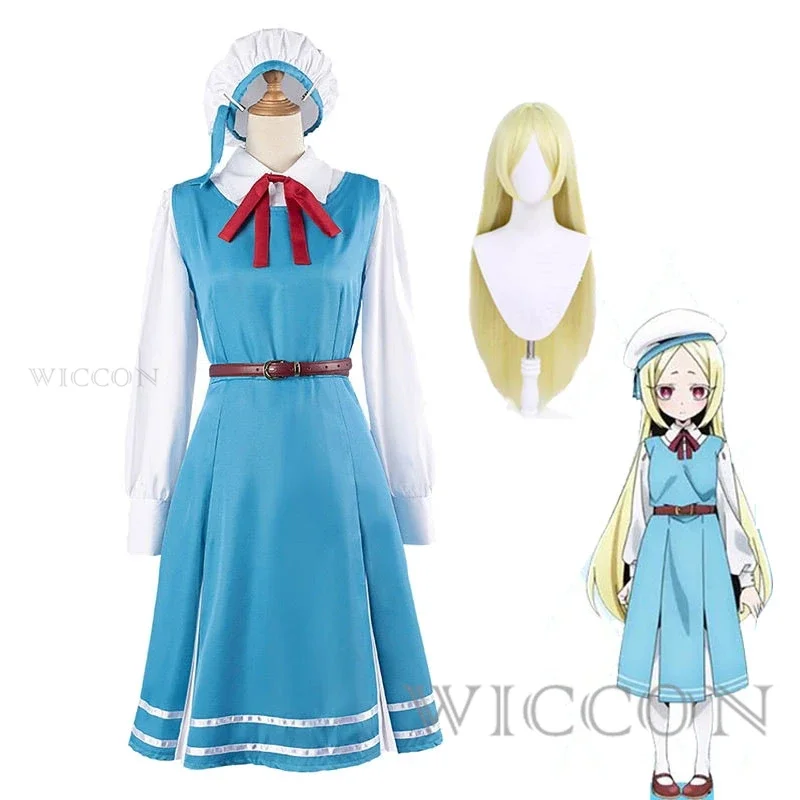 Costume Cosplay de Mahou Shoujo Ni Akogarete Mor37Korisu pour Fille, Robe Lolita Bleue Alice, Perruque Longue Or Clair, J'Admire Magique