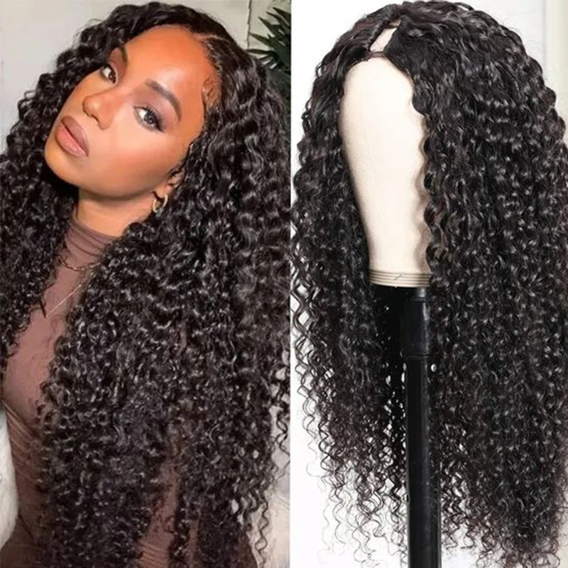 

Eversunny Hair U Part Human Hair Kinky Curly Wigs U V Part Curly Wigs No Glueless Brazilian Vigin Human Hair For Black Women