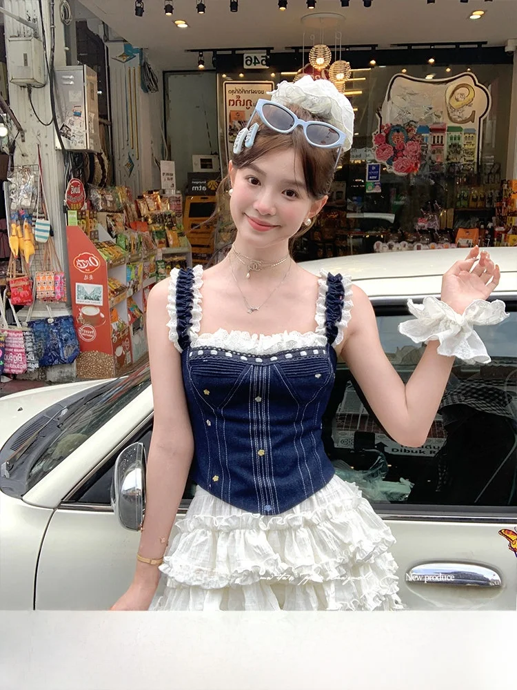 Acaine High Waist A-Line Cake Skirt Women's Summer High Lengthening Effect ort Ballet Skirt in White Color