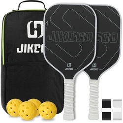 JIKEGO-RCF Pickle Ball Paddles com fita de chumbo, Pickleball Paddle Sets, Raw Carbon Fiber Spin, Racket Cover para homens e mulheres, 16mm