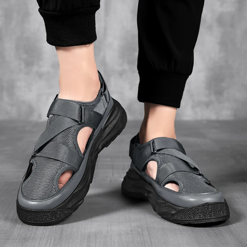 Sandalias informales de cueva para hombre, zapatos deportivos Baotou para conducir, zapatos de playa con plataforma, novedad de verano, 2024