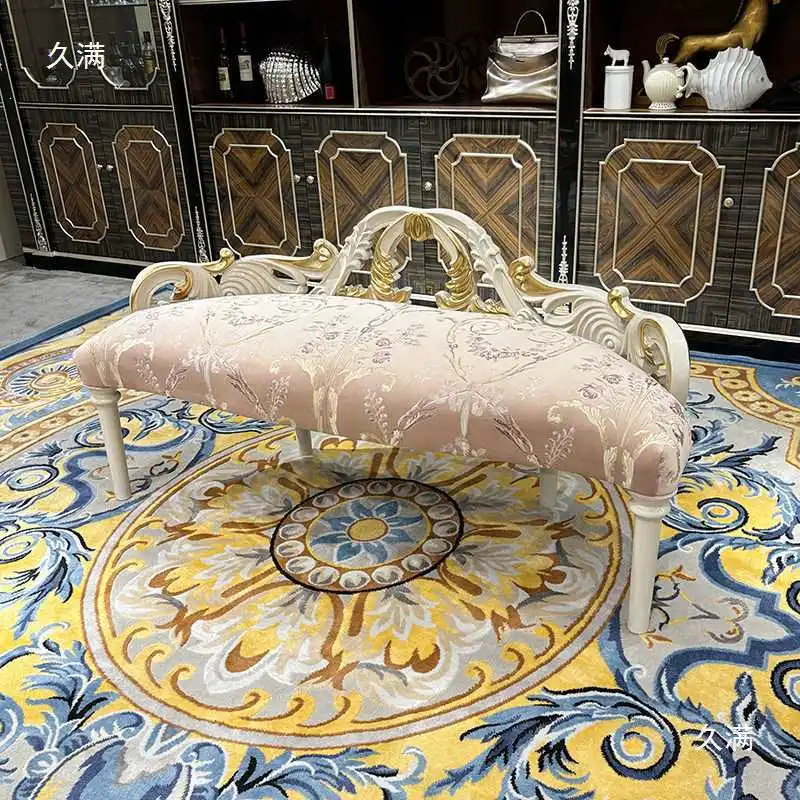 Hxl bedside stool fabric beauty sofa embroidered lounge chair shoe changing stool