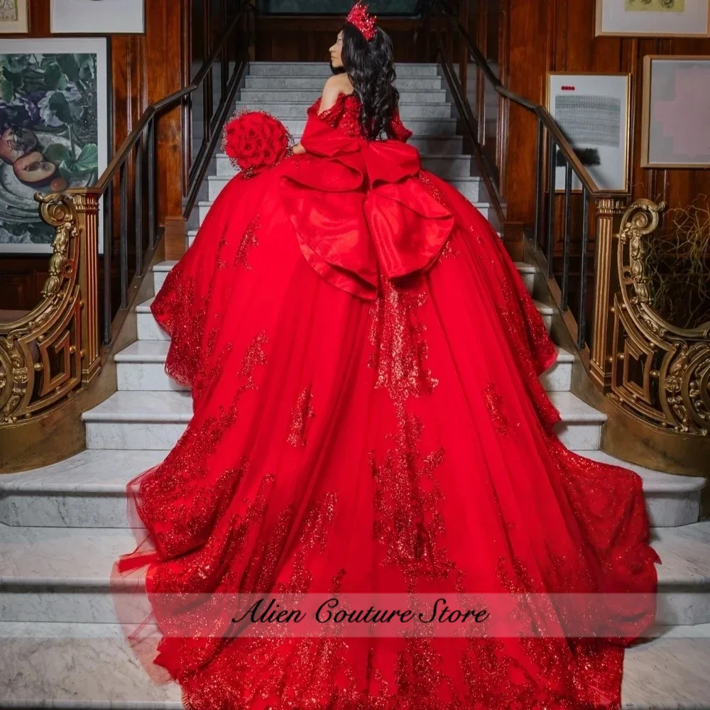 Ball Gown Dress Quinceanera for Girls Sequin Bow Royal Train Special Events Occasion Vestidos De 15 Anos Customized