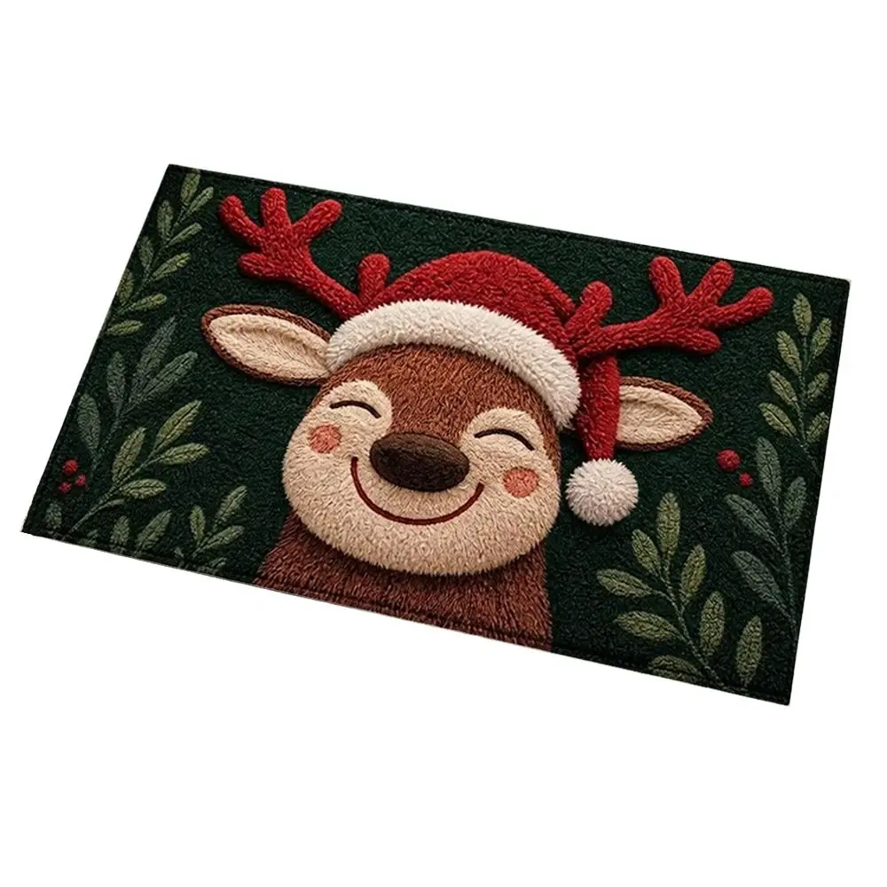 Water-absorbing Christmas Door Mat Santa Claus Design Gingerbread Man Pattern Bathroom Mat Christmas Decor Foot Mat Home Decor