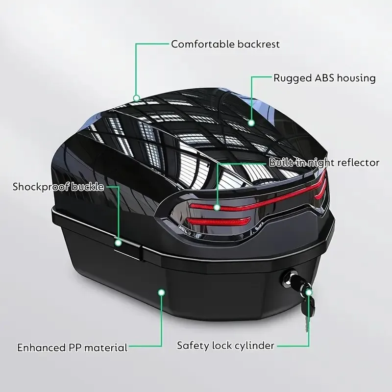 1 Stück 35L Motorrad Top Box, Motorrad Kofferraum ABS Material verschleißfest mit Schloss, Motorradzubehör, Motorradhelm – Detail 6