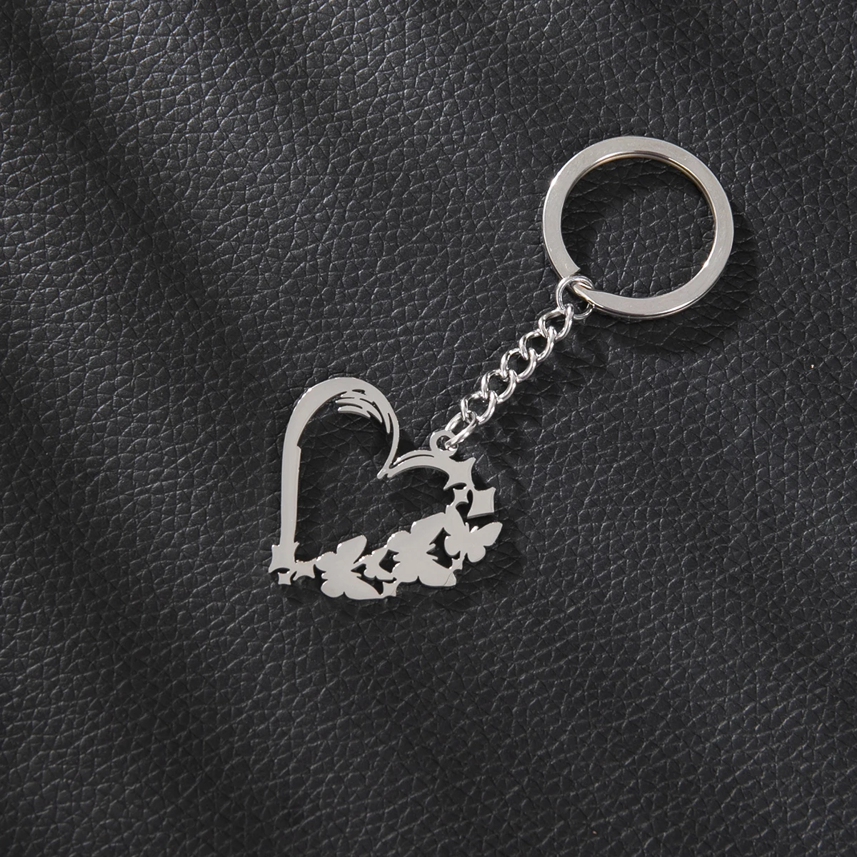 Mini Animal Butterfly Shaped Pendant Keychains For Women Hollow Heart Stainless Steel Metal Keyring Handbag Diy Handmade Jewelry