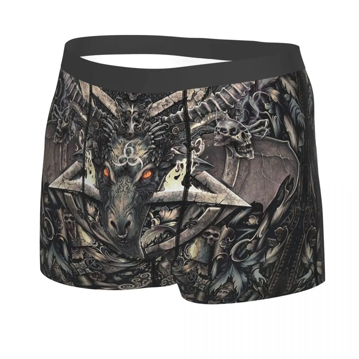 Male Fashion Devil Satan Goat Underwear Baphomet Lucifer Occult Magic Boxer Briefs Soft Shorts Panties Underpants