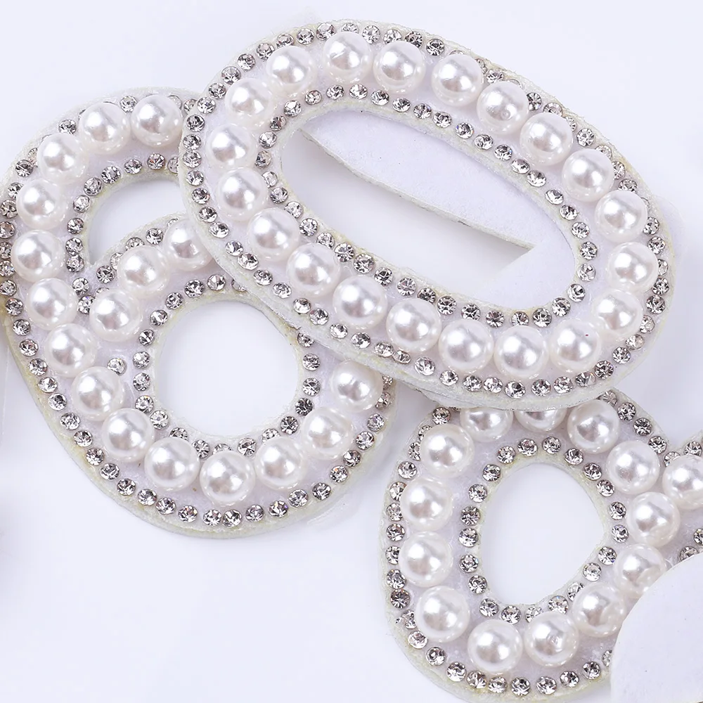 3Types 0-9 3D Pearl Number Iron On Rhinestone Patch Cloth Sticker For Hat Coat Shoes Decoration L0214