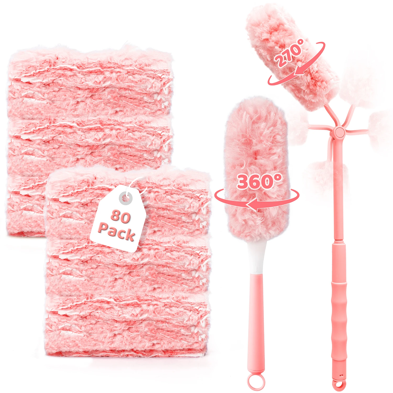

A Pack Of 360 Feather Duster Duty Duster Refills Compatible With Disposable Dusters Kit for Cleaning Dusting Furniture Pink&Blue