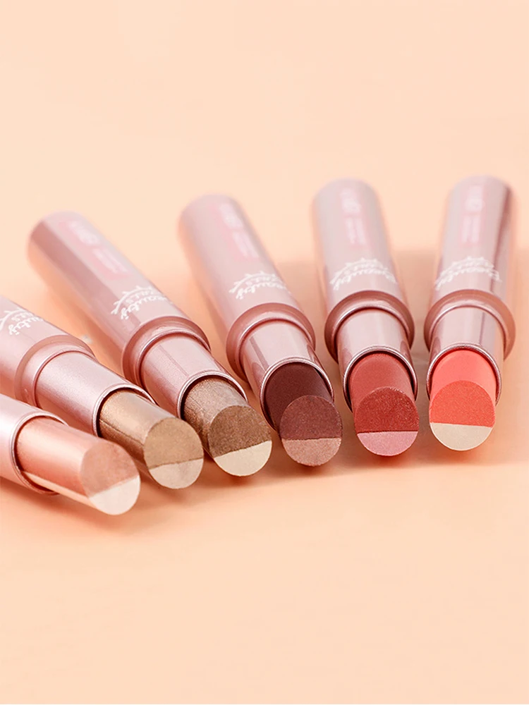 Waterproof Double Color Eye Shadow Stick - Gradient, Sweat-proof, and Smudge-proof Makeup Tool for Easy and Long-lasting