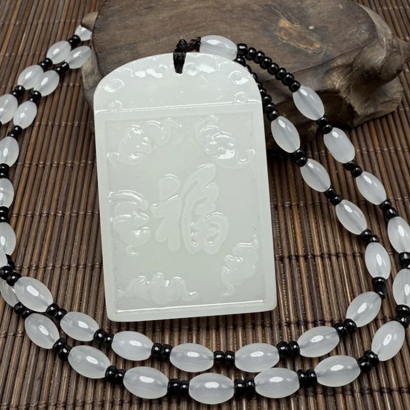 

Factory-made Afghan jade "Five Blessings for Longevity" pendant for men and women, jade pendant, white jade fortune amulet, jade