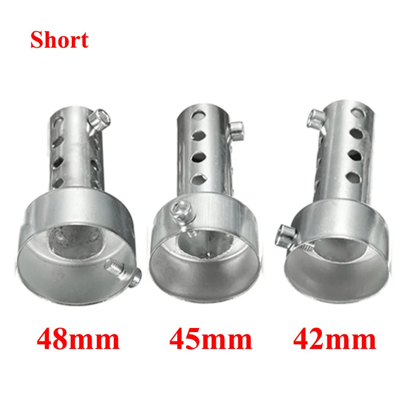 2Pcs 35/42/45/48/60mm Universal Motorcycle Can DB Killer Muffler Silencer Noise Sound Eliminator Exhaust Adjustable Silver