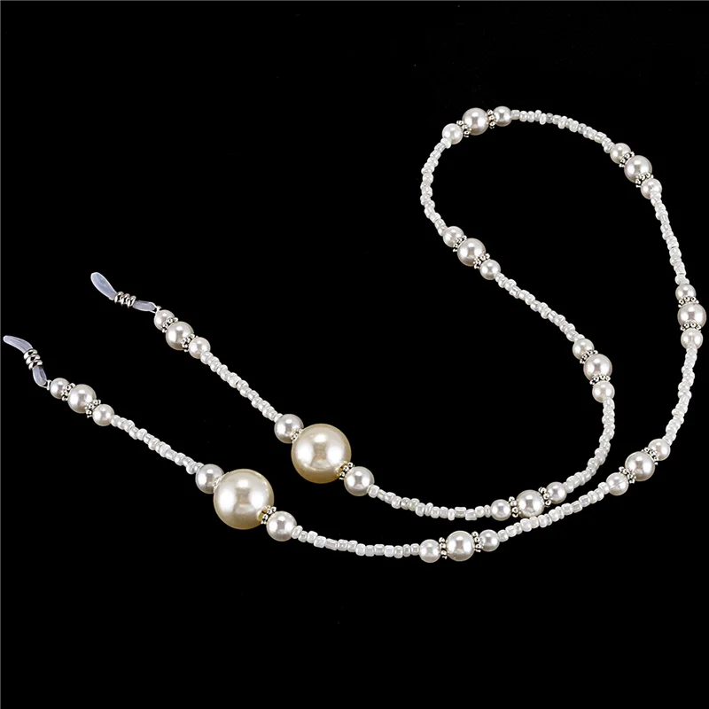 ASDS-3X نظارات شمسية مطرزة باللؤلؤ الأبيض، حامل سلك سلسلة نظارات القراءة