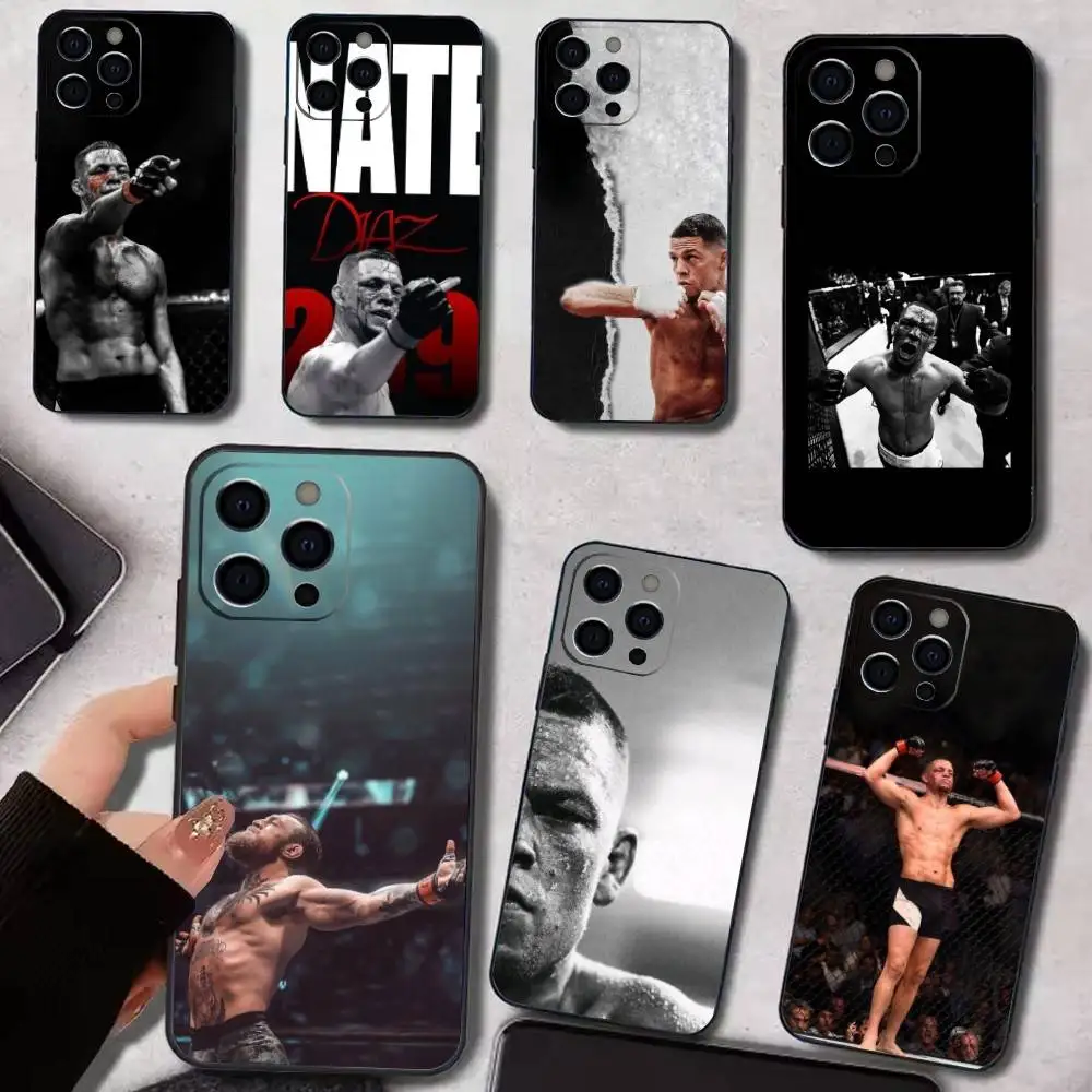 

Boxing N-Nate D-Diaz Phone Case For iPhone17,16,15,14,13,12,11 Plus,Pro Max Soft Black Cover