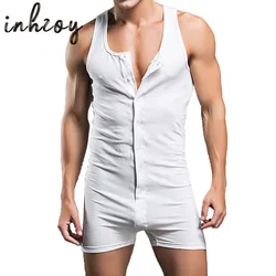 Body de una pieza sin mangas para hombre, ropa interior de leotardo, lencería Sexy, mono ajustado para Fitness, ropa de dormir