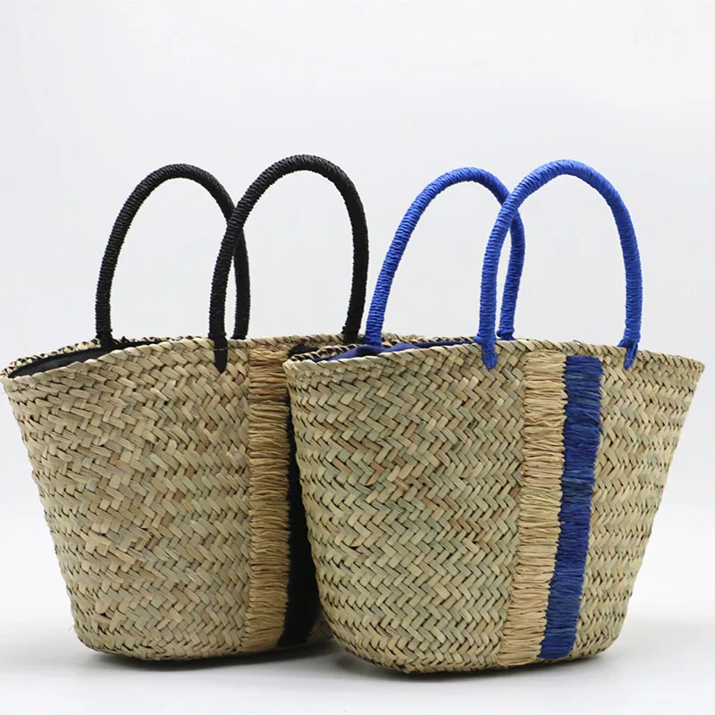 Bohemian Straw Basket Bag Summer Wicker Rattan Bag Shoulder Bags Designer Tote Bags for Women 2023 Handbags Bucket Beach Purses