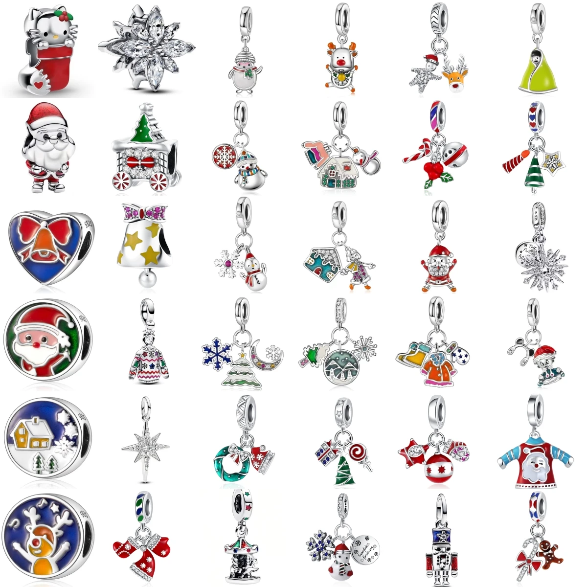 

Hot Sell 925 Sterling Silver Charm Santa Hat Sock Christmas Tree Fits Original Bracelet Bangle Accessories For Women Jewelry