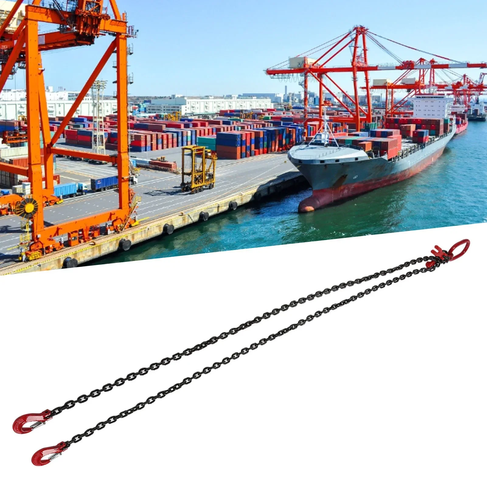 8mm Lifting Chain Lifting Chain Sling 2 Hooks Adjustable for Crane  2 Meter 4.75 Tons 8mm 2 Meter Lifting Chain Sling