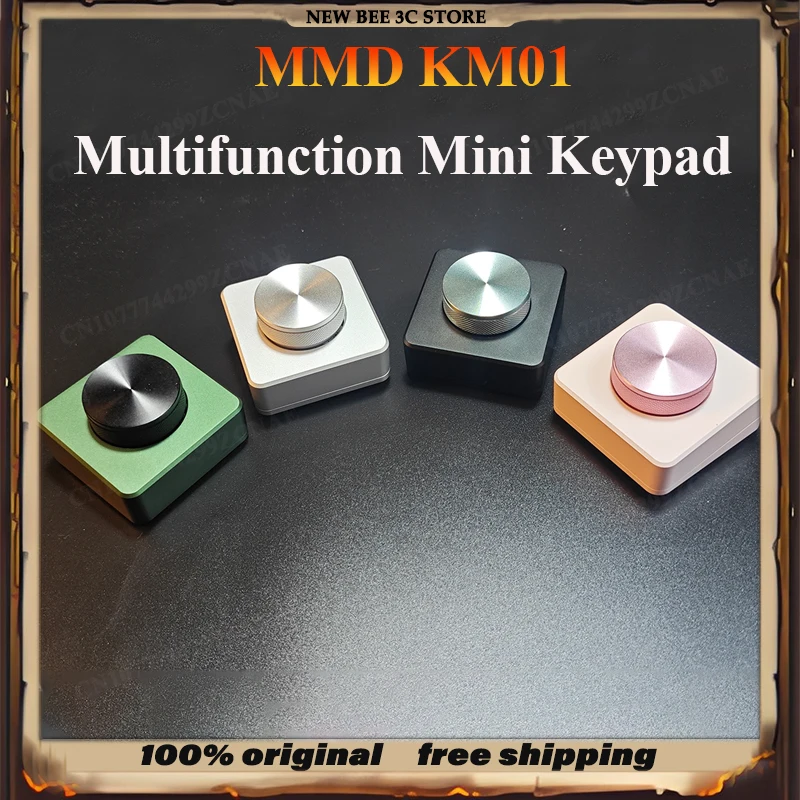 MMD KM01 Mini Wireless Multimedia Keyboard Control Knob CNC Aluminum Tri-Mode Bluetooth 2.4G Volume Controller RGB Light Dial