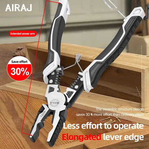 AIRAJ 8 tums multifunktionell diagonaltång 9 tums spetsig spetstång hårdvara Verktyg trådtänger, 3 st elektrikertänger 8 best sales multifunktionstång - №5