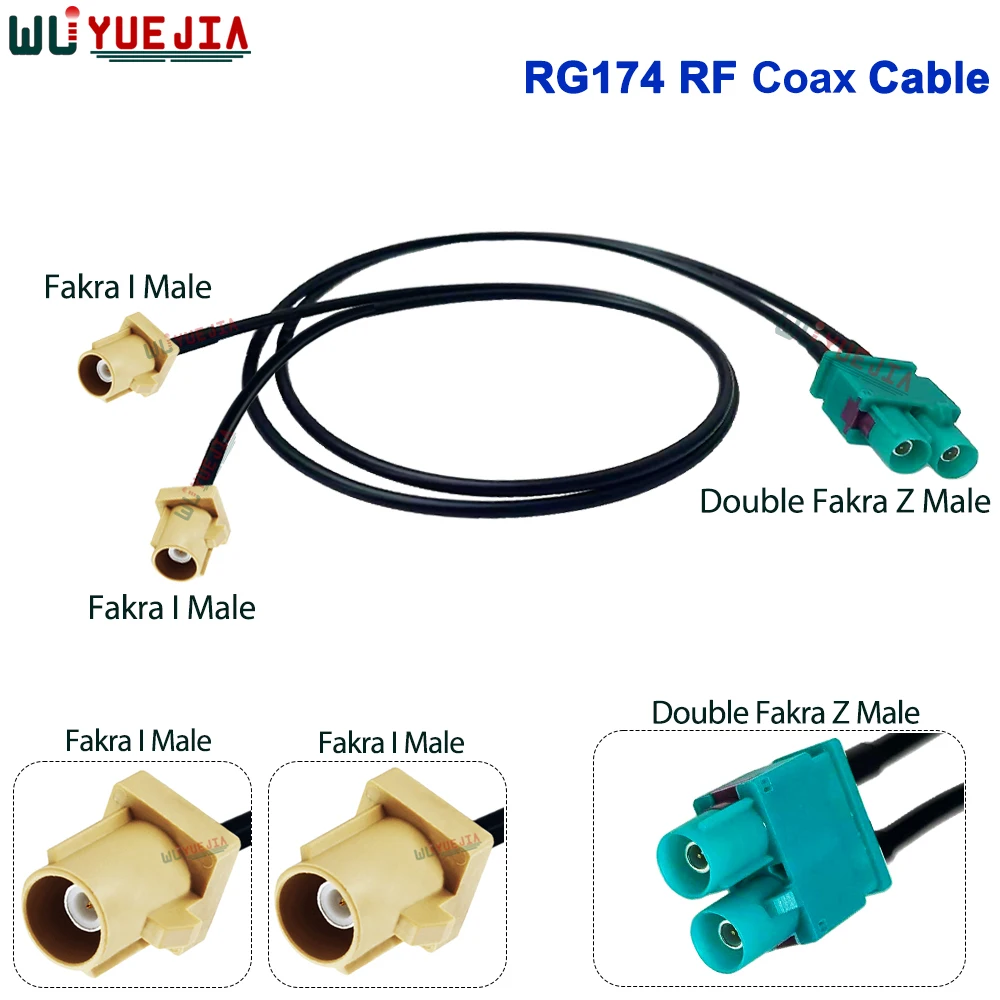 التوأم فقرا كابل مزدوج فقرا رمز Z ذكر إلى فقرا I ذكر التوصيل + أنا أنثى جاك RF اقناع كابل واي فاي هوائي تمديد البلوز ضفيرة