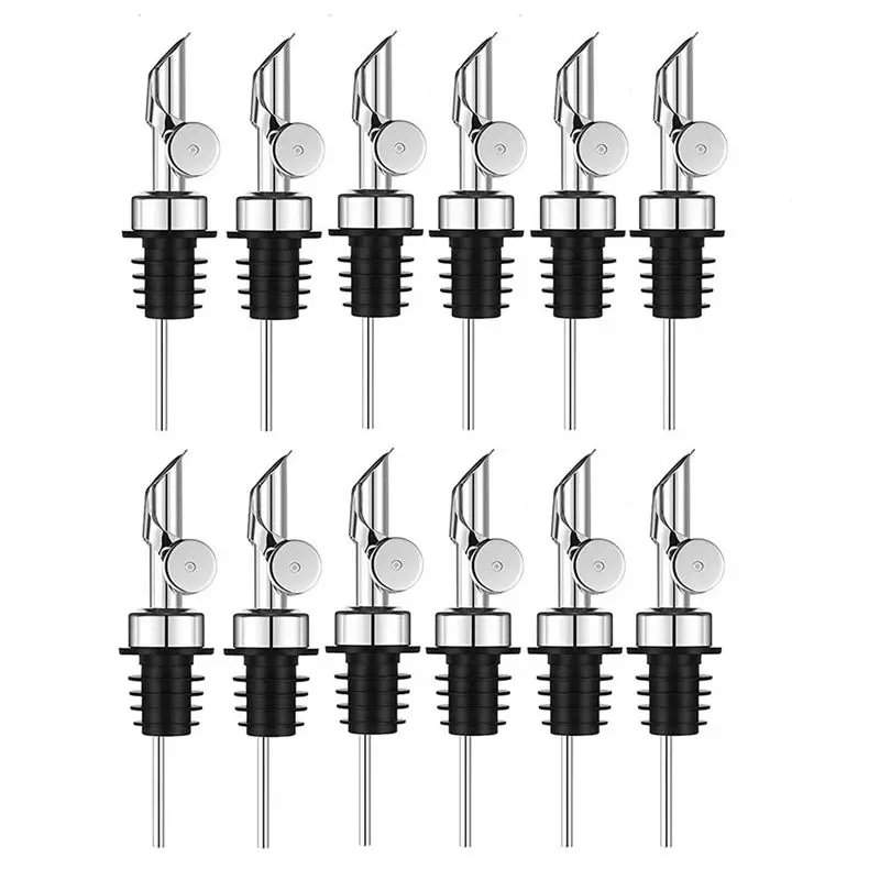 AB47 - Vertedores de Acero Inoxidable con Peso para Aceite de Oliva, Dispensador de Licor, Vertedores para Botellas, Dispensador de Aceite con Tapa Automática