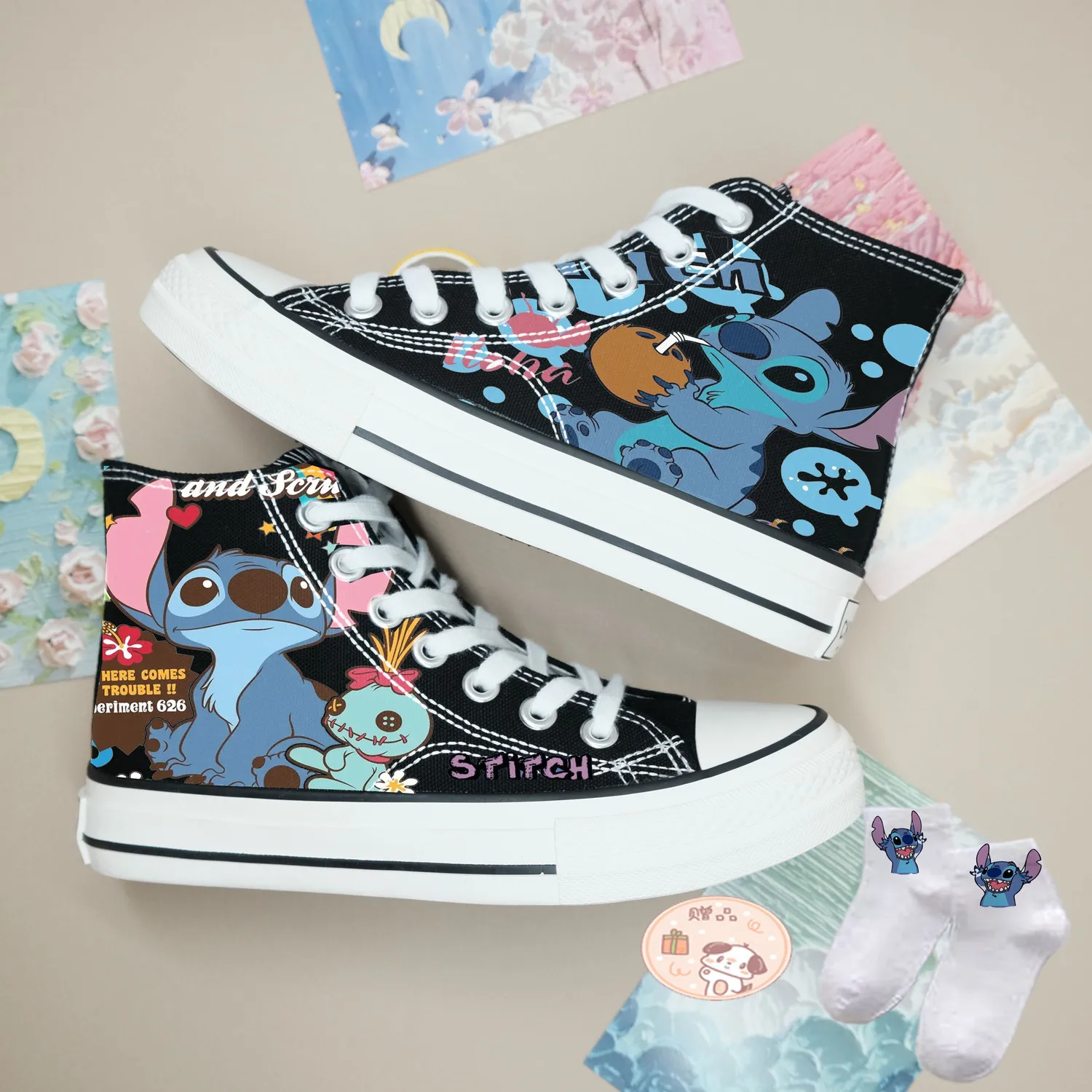 

Disney cartoon Lilo Stitch cute Canvas Shoes soft sports Casual shoes for girlfriend gift EU size 35-44