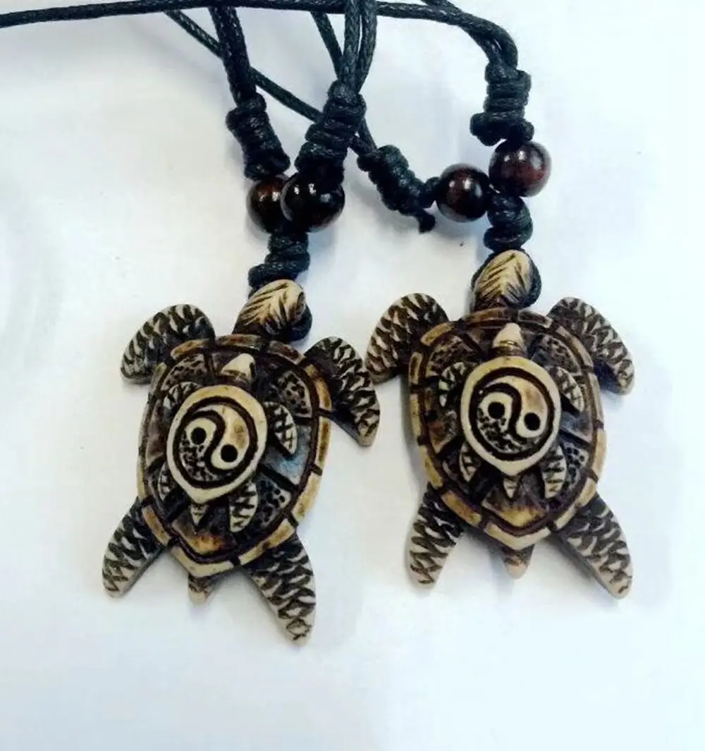 12 pcs Necklace Simulated-bone Faux Yak Bone Turtle Tortoise YingYang Charm Pendant Carve jewelry