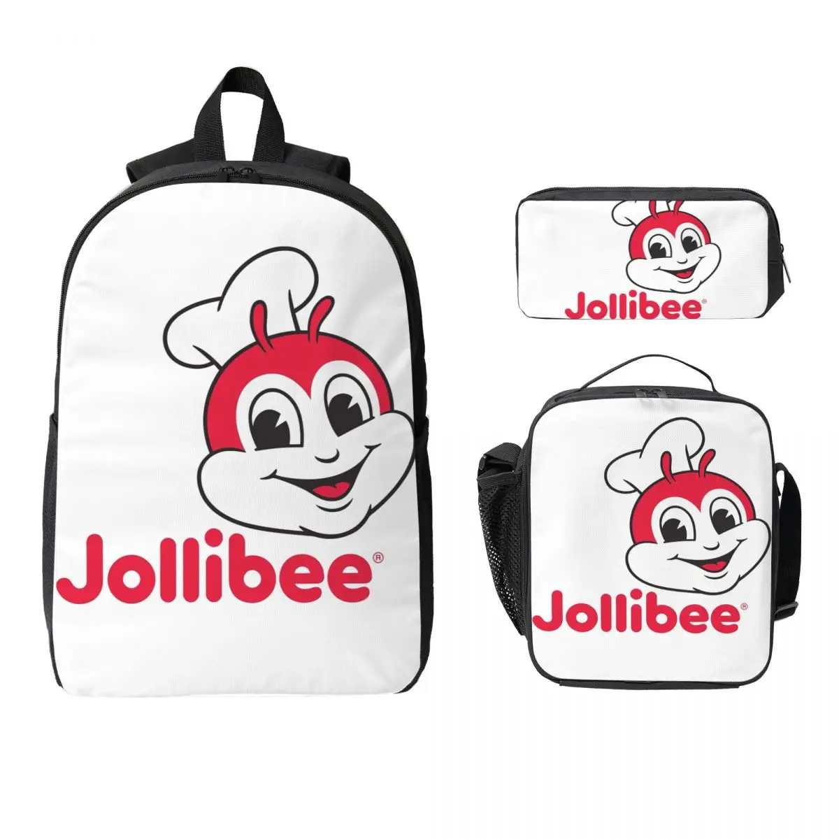 

Retro Jollibee Backpack Student Boys Girls BookBag School Bag Computer Shoulder Bags 3ps Insulated Lunch Bag Pencil Case