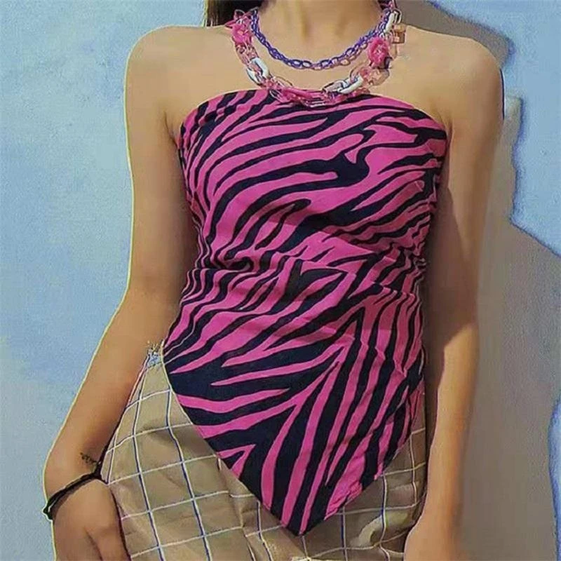 39BC Zebras Headscarf Y2kBandana Top Women Handkerchief Pink Zebras Bandan Turban