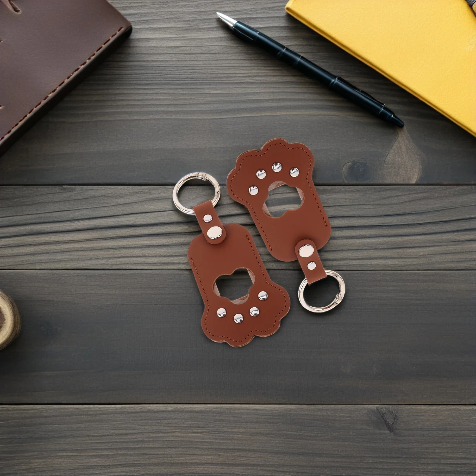 

2Pcs Pet Memorial Keychain PU Pet Hair Keepsake Paw Print Remembrance Collecting Storage Keyring Dog Cat