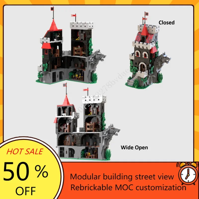 1402PCS MOC Mittelalterliche Burg Benutzerdefinierte Puzzle Modell Heulenden Felsen Technische DIY Bildung Montage Set Spielzeug Kind Urlaub Geschenk