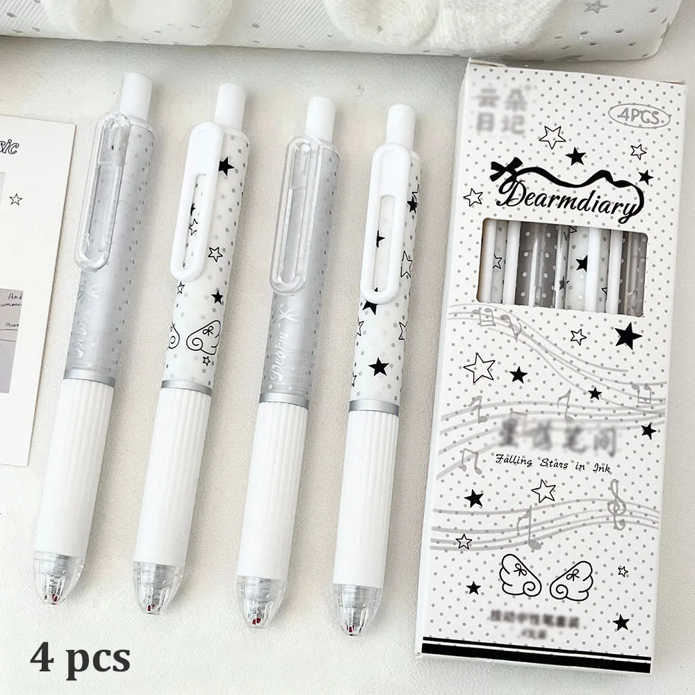 4 Star Pen Series Pressing Pen, Wave Point Element Neutral Pen, Student Speed Drying ST Sharp Black Pen, Soft Grip Handle