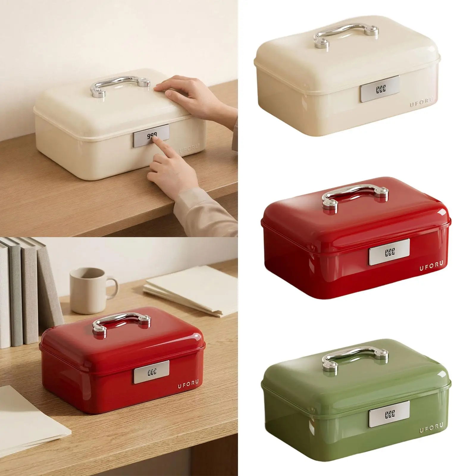 Boîte de rangement verrouillable avec organisateur de mot de passe, conteneur de rangement sécurisé avec serrure pour le salon, le rangement de documents, le dortoir et le bureau