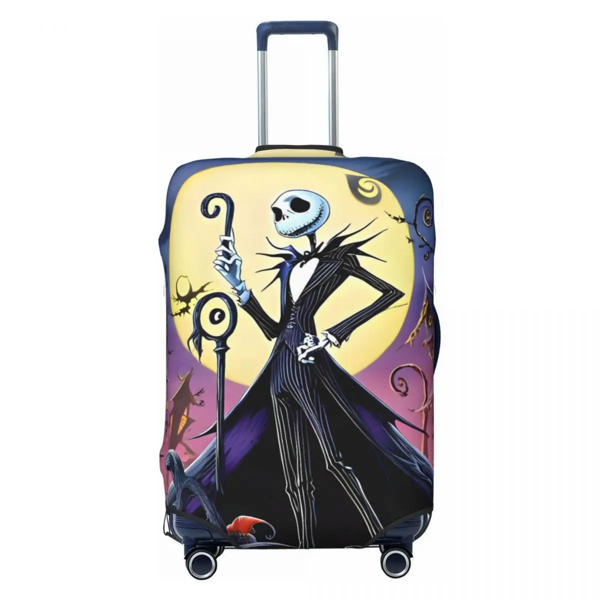 

Custom Funny The Nightmare Before Christmas Luggage Cover Protector Elastic Vintage Gothic Skull Travel Suitcase Covers