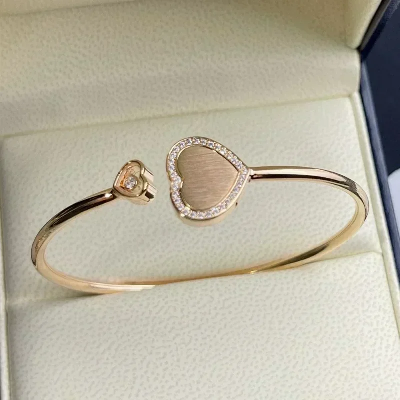 LIN Adjustable Heart Shape Moving Zircon Bracelet 18K Gold Plated Jewelry