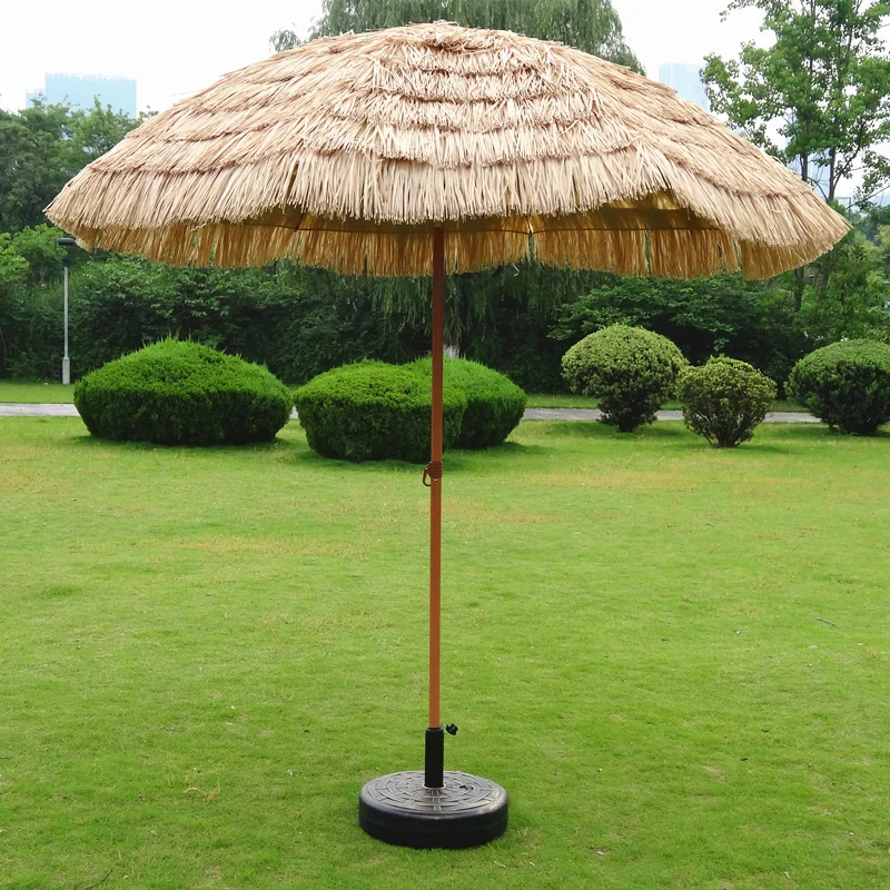 Parapluie de paille de chaume pliant, parasol extérieur, plage, zone scénique de villa