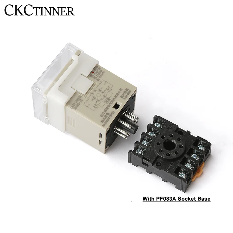 Digital Time Relay DH48S-S/1Z/2Z Programmable Cycle Delay AC220V AC380V DC24V DC12V With Socket Base 8 Pin Din Rail 0.01S-9999H