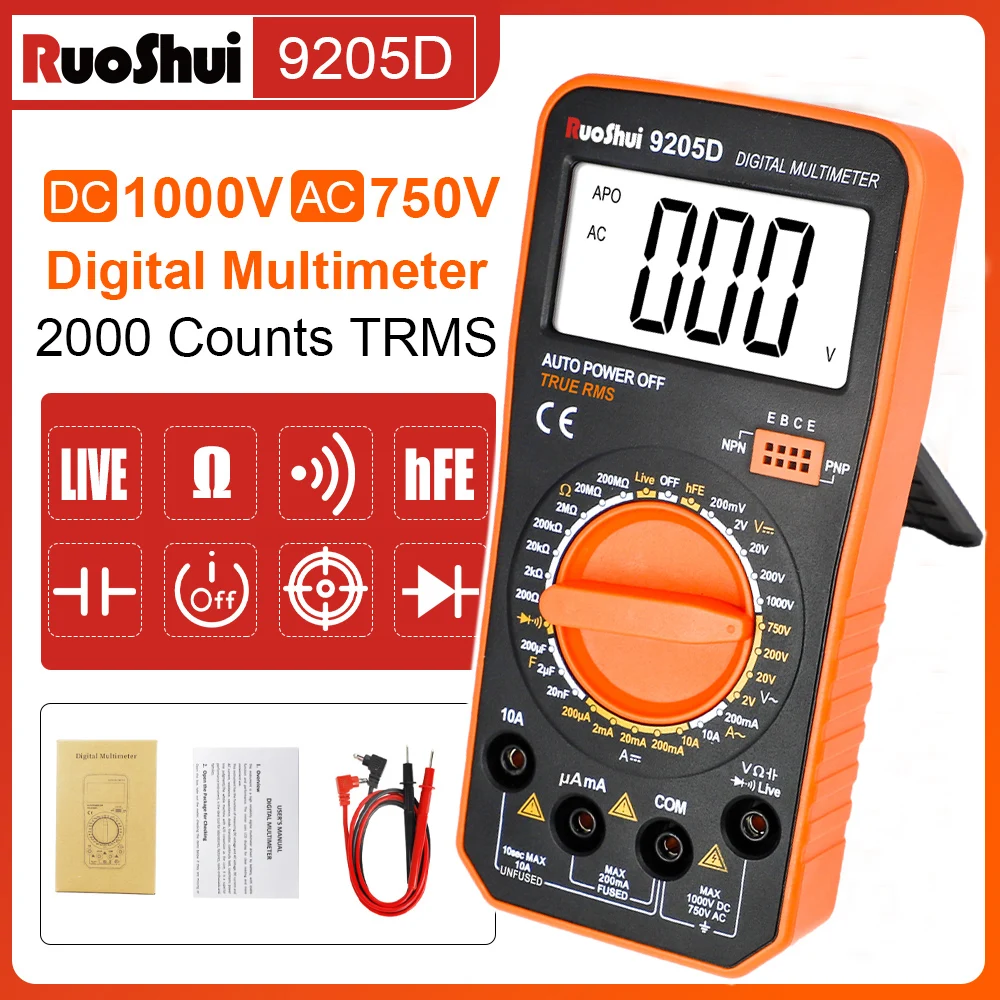 

VICTOR Digital Multimeter Voltage Tester Volt Meter 2000Count DC/AC Current Measurement Large Screen Display Overload Indication
