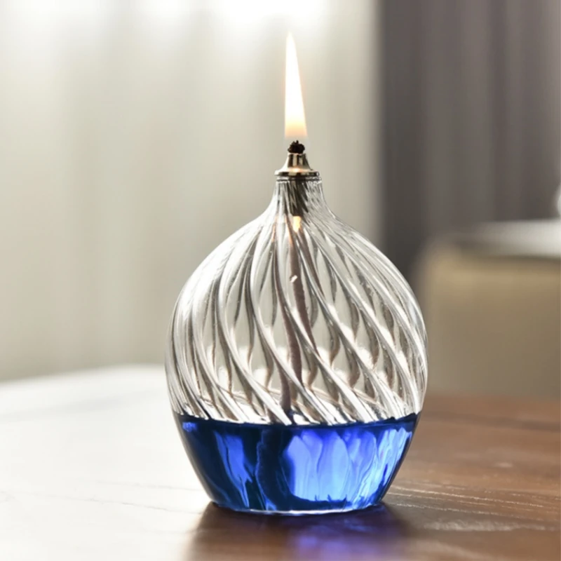 8pcs/pack Oval Shaped Glass Oil Lamp Home Deocration Striped Transparent Glassware DIY Wedding Birthday Gift