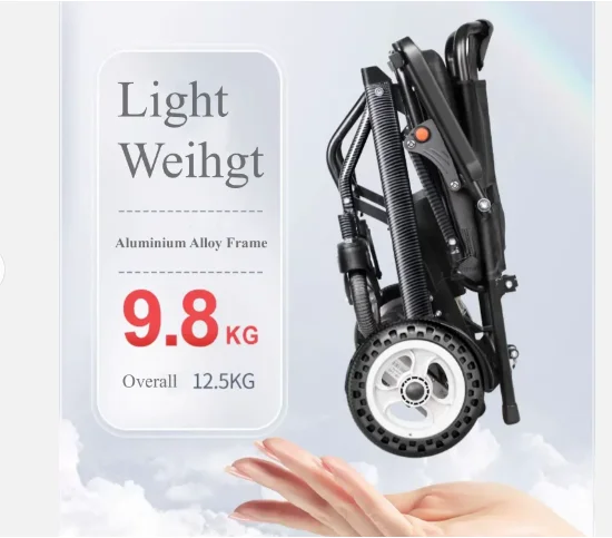9.8 Kg Foldable Lightweight Folding Aluminum Alloy 6A Lithium Battery Power Electric Wheelchair For Disabled Elderly People