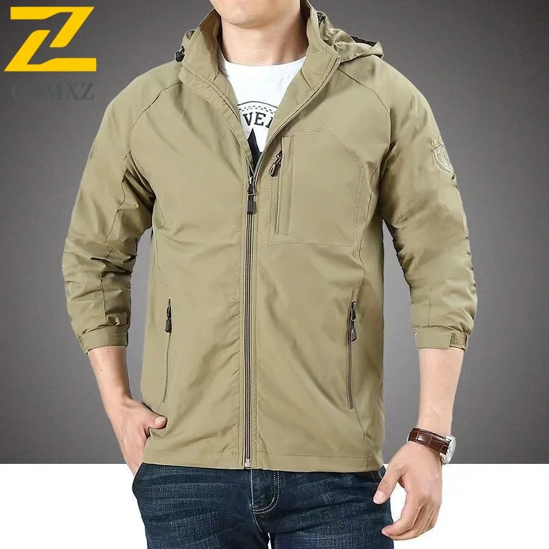 COMXZ 2025 Hot Windproof Hooded Jacket Men Women Lightweight Trekking Coat Outdoor Hiking Waterproof Breathable Sports Wear