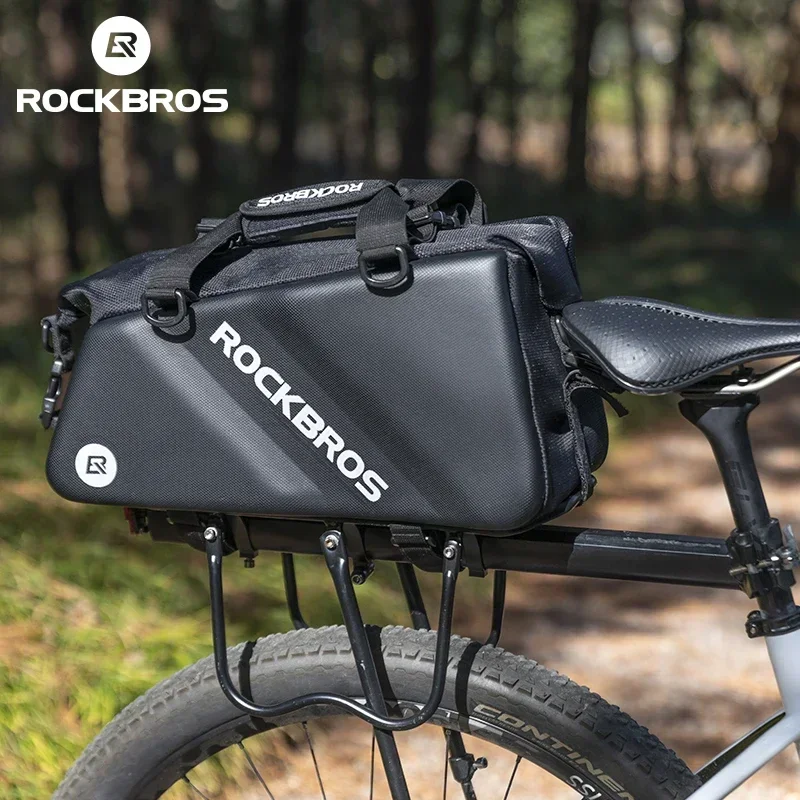 ROCKBROS กระเป๋าใส่จักรยานความจุสูงจักรยาน Hardshell Pannier กระเป๋าอาน MTB ขี่จักรยานด้านหลังกระเป๋าเดินทาง Multi-Functional Trunk