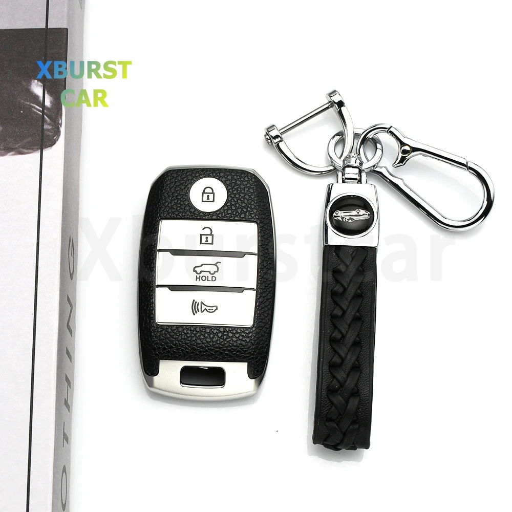 

4 Buttons Leather TPU Shell Car Remote Key Case Cover For KIA Optima K2 K3 K4 K5 Sportage Cerato RIO Picanto Soul Sorento Sedona
